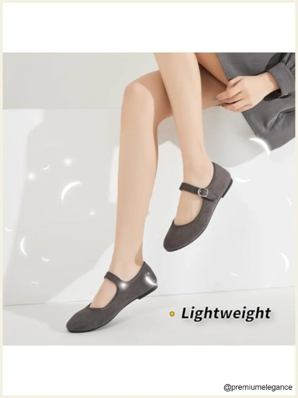 Women's Faux Suede Mary Jane Flats with Adjustable Strap Memory Foam Insole
